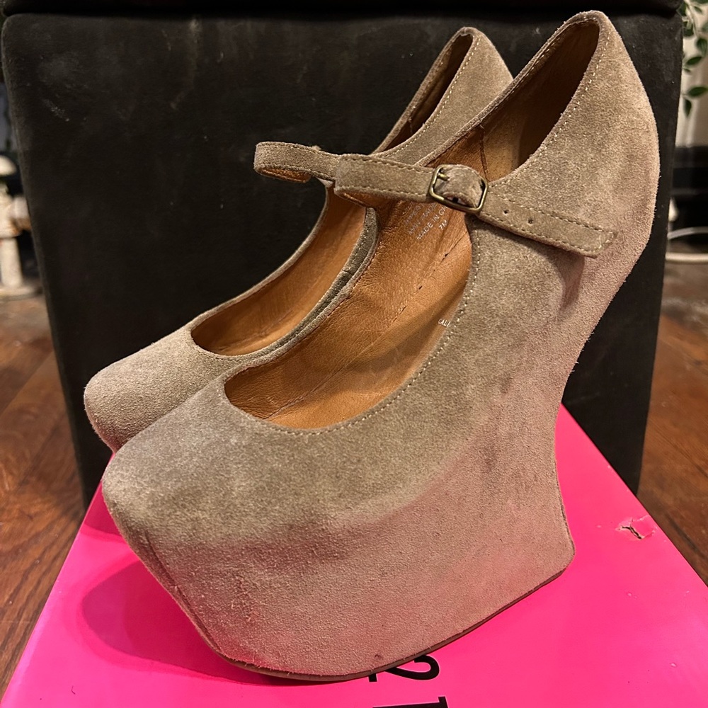Tan wedge heel